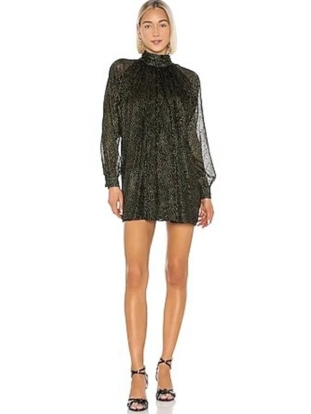 House of Harlow 1960 x Revolve Shanti Mini Dress Black Gold Dot Womens XS